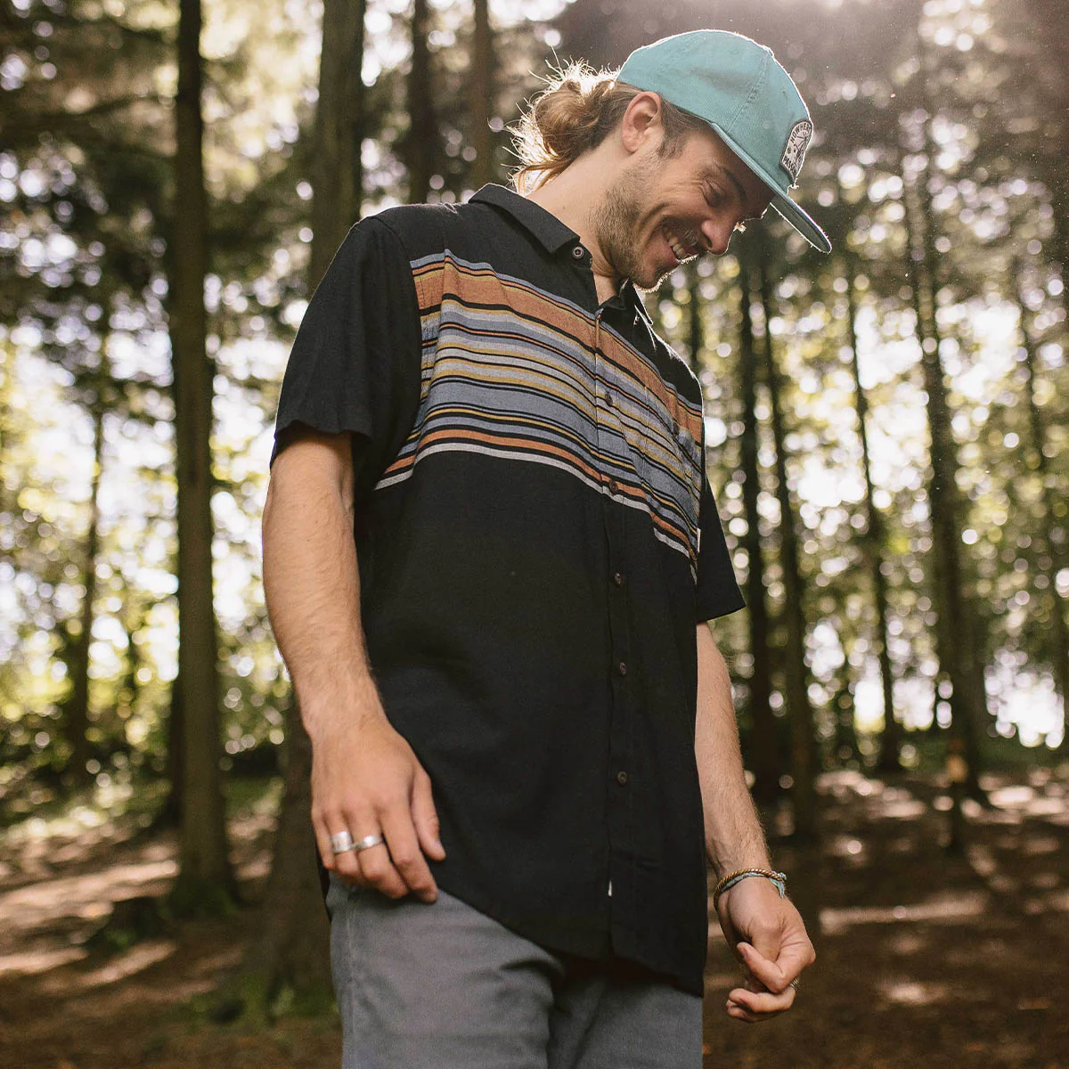 Ebb Organic Cotton Short Sleeve Shirt - Black Stripe - Image 4