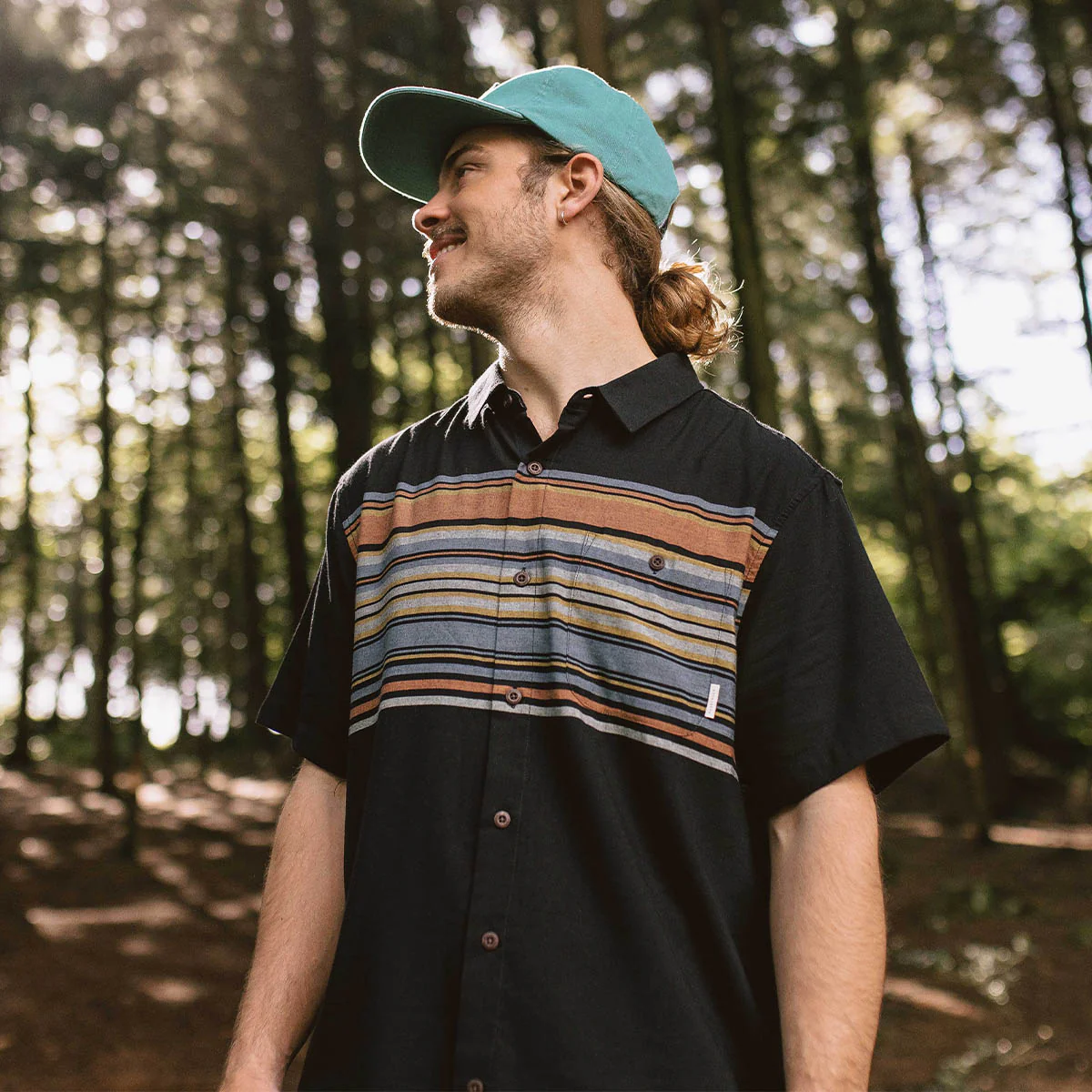 Ebb Organic Cotton Short Sleeve Shirt - Black Stripe - Image 5