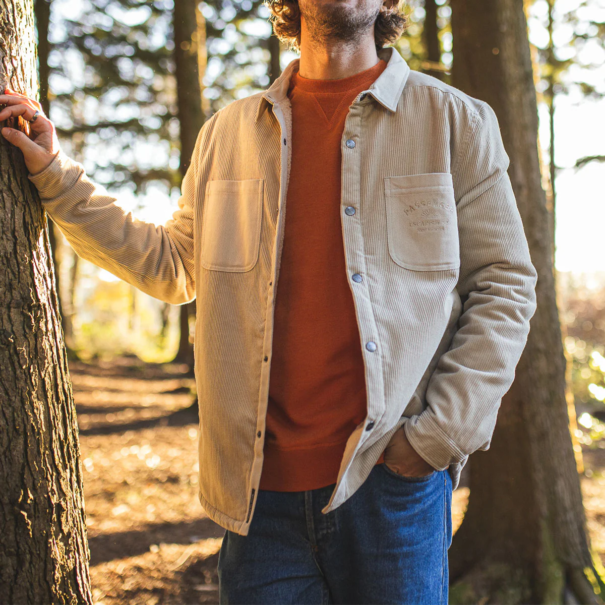 Kodiak Sherpa Lined Cord Overshirt - Feather Grey - Image 10