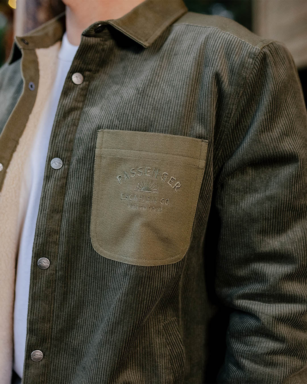 Kodiak Sherpa Lined Cord Overshirt - Dusty Olive - Image 3
