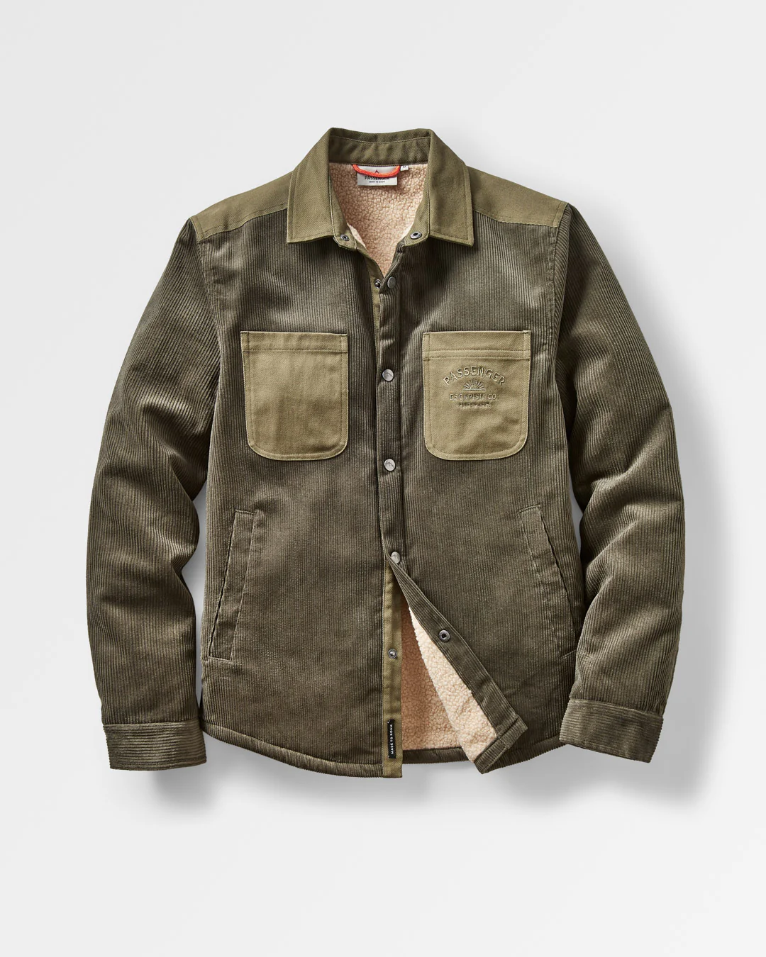 Kodiak Sherpa Lined Cord Overshirt - Dusty Olive - Image 8