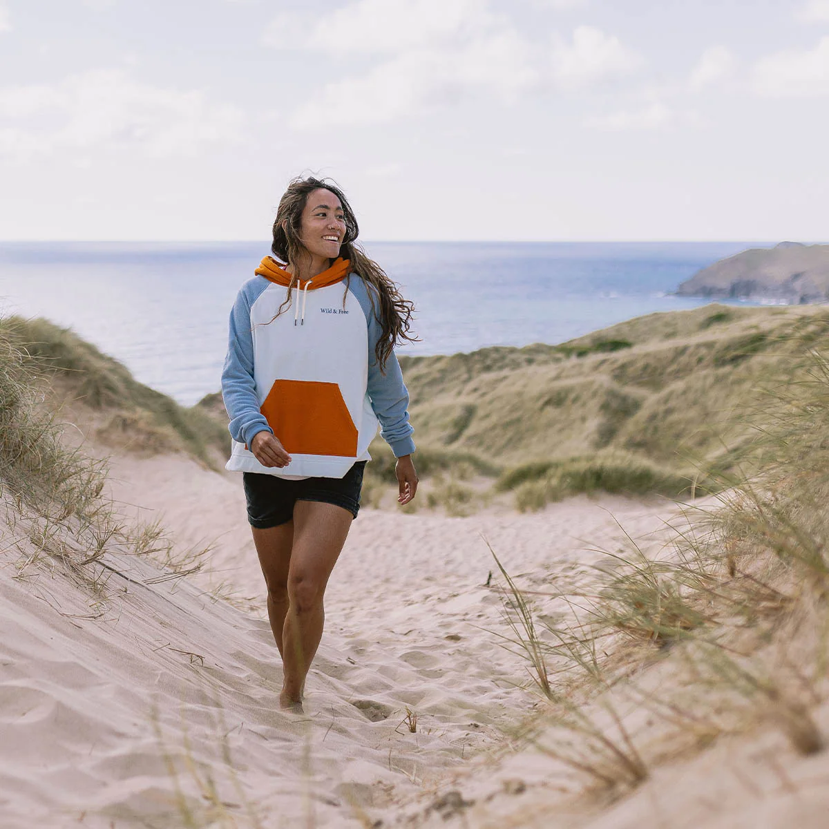 Rainbow Polar Fleece Hoodie - Blue Glass - Image 4