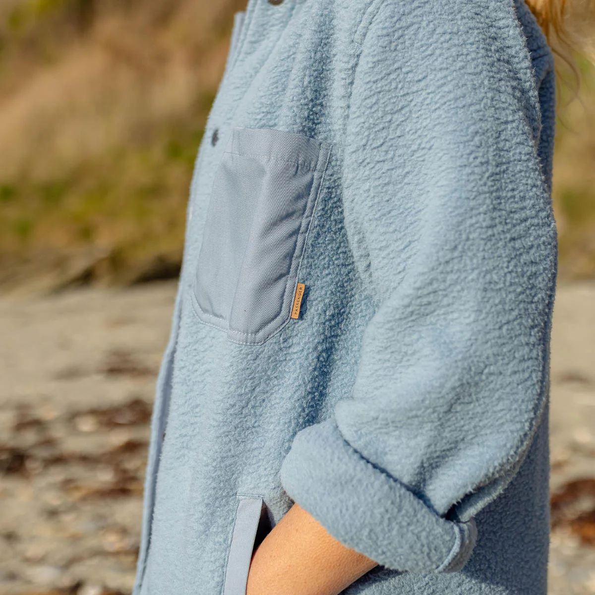 Rappel Sherpa Fleece Oversized Shirt - Faded Denim - Image 4