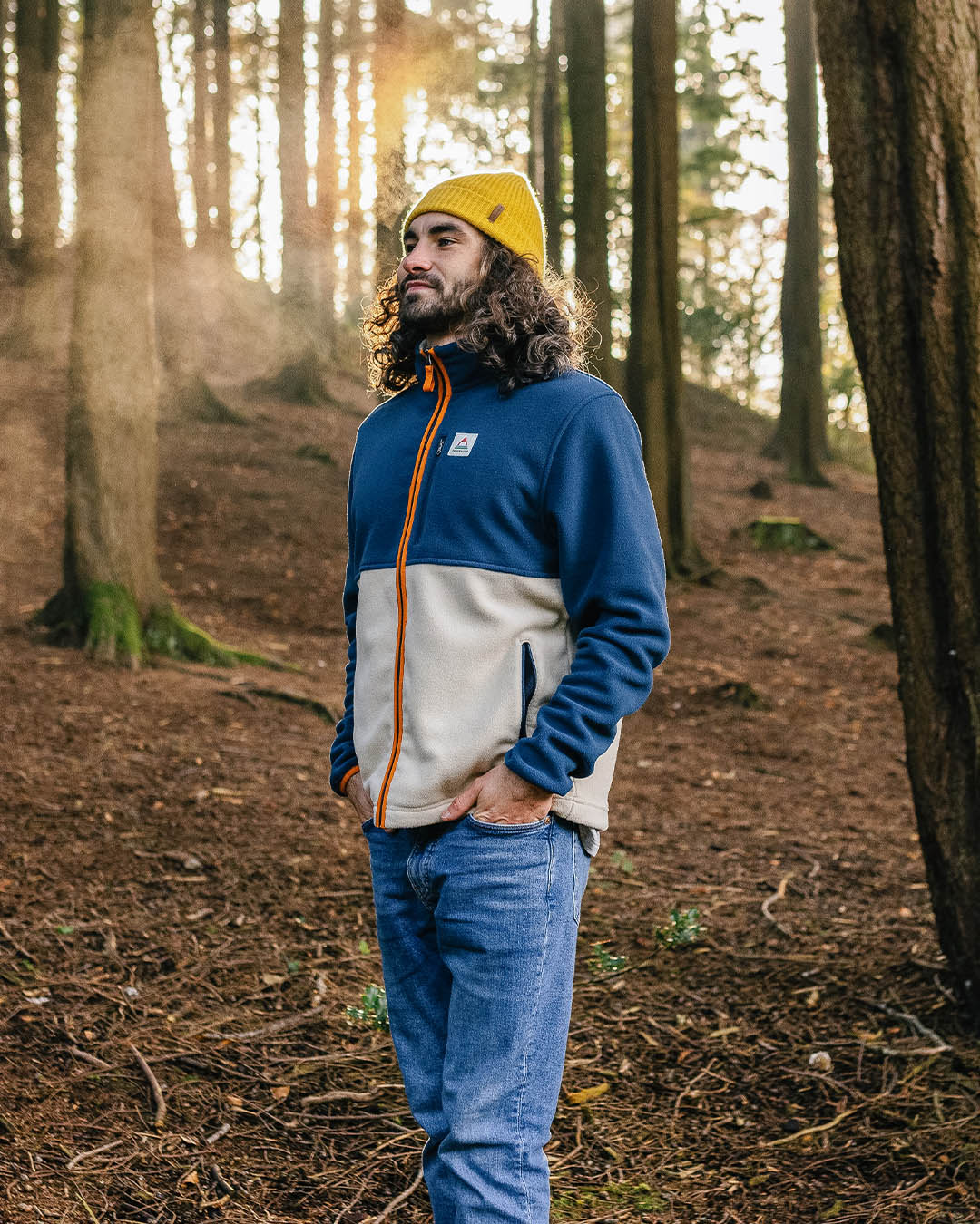 Ridge Full Zip Polar Fleece - Dark Denim/Oatmeal - Image 3