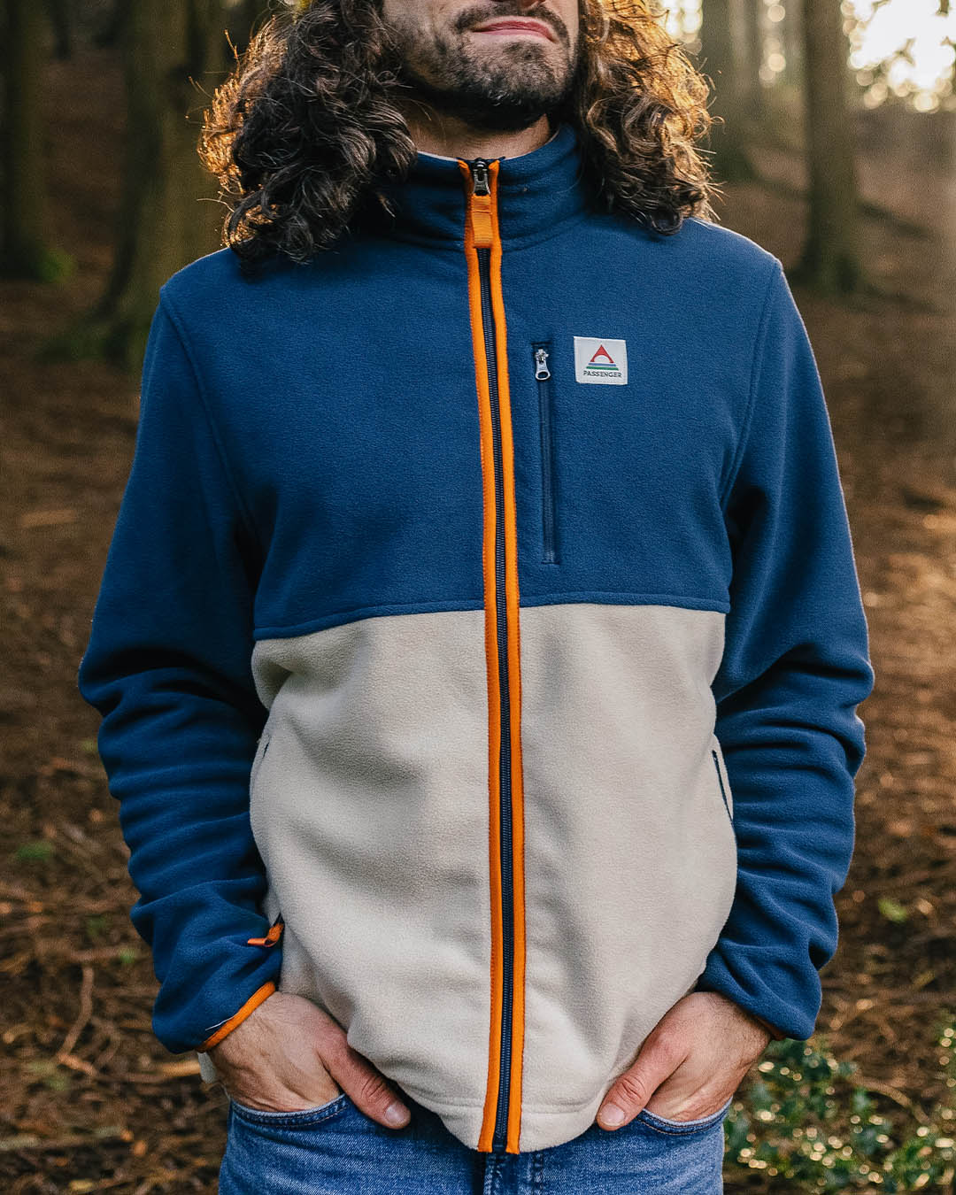 Ridge Full Zip Polar Fleece - Dark Denim/Oatmeal - Image 4